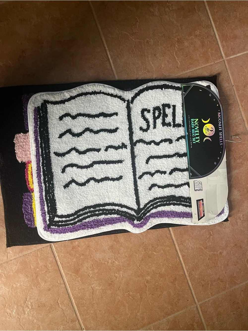 WITCHY SPELLBOOKS Whimsical Moonlit Spells Book Bath Mats - Gothic Witch Decor